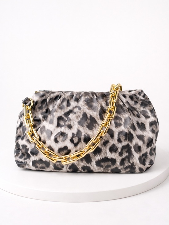 Mandalay and Company Handbags - Leopard Print Shoulder Clutch with Gold Chain